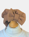 Girls ivory and camel dress with matching bow hat