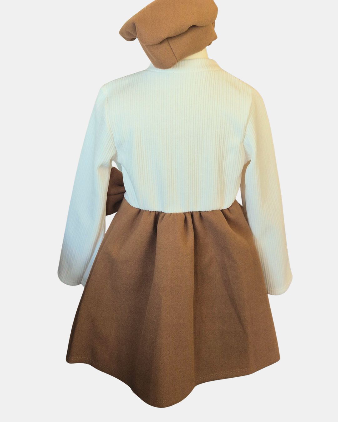 Girls camel dress with matching beret for parties
