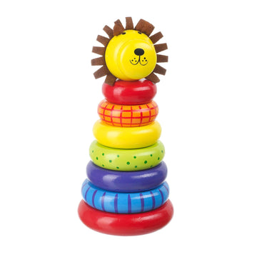 Lion Wooden Stacking Ring Toy - Orange Tree Toys
