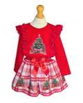 Neon Kids girls’ festive red top and Christmas skirt outfit