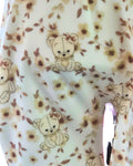 Cream and mocha teddy bear trousers with floral print