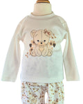 Baby girls cream long sleeve teddy bear top