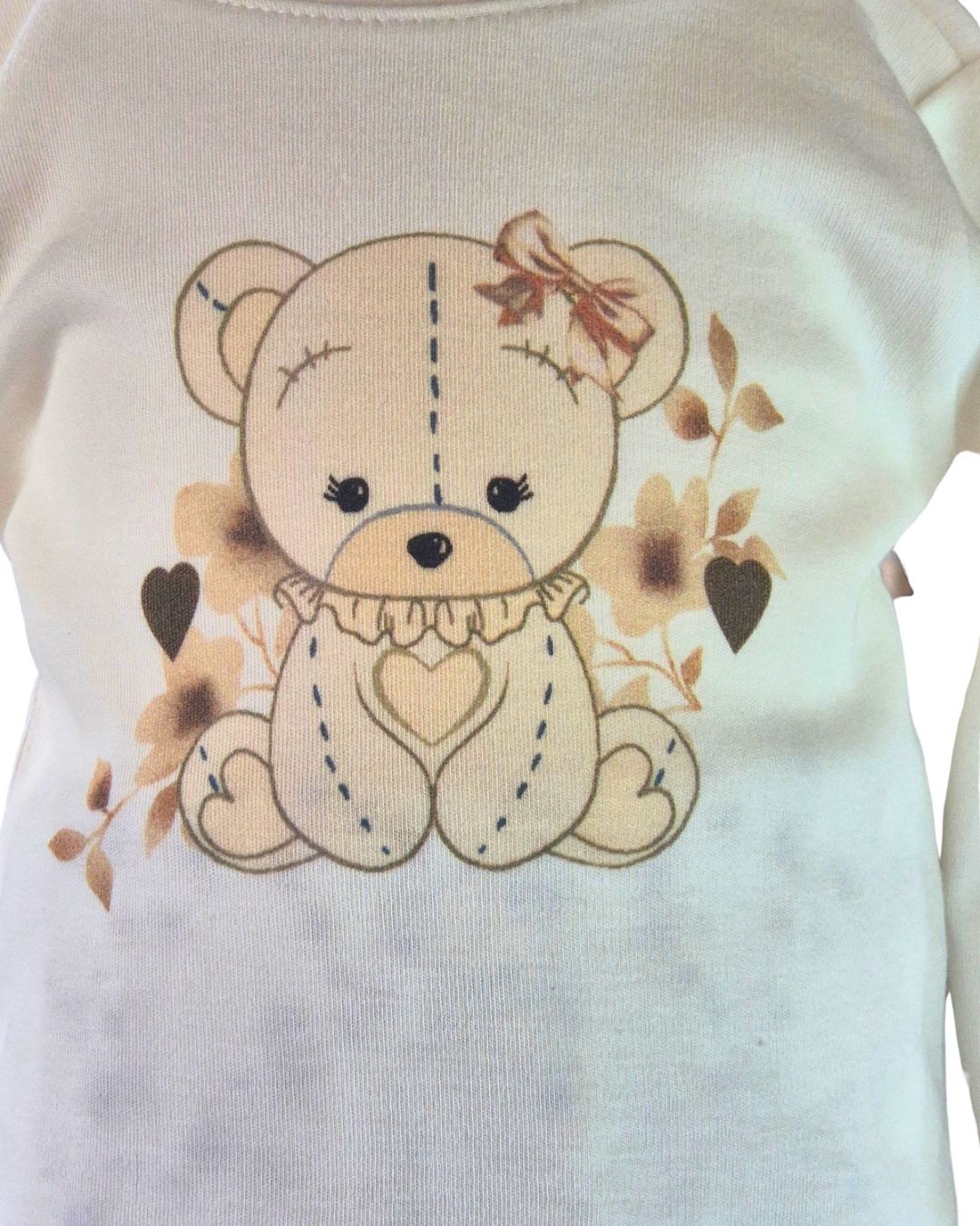 Baby girls cream and mocha teddy bear outfit 3–12 months