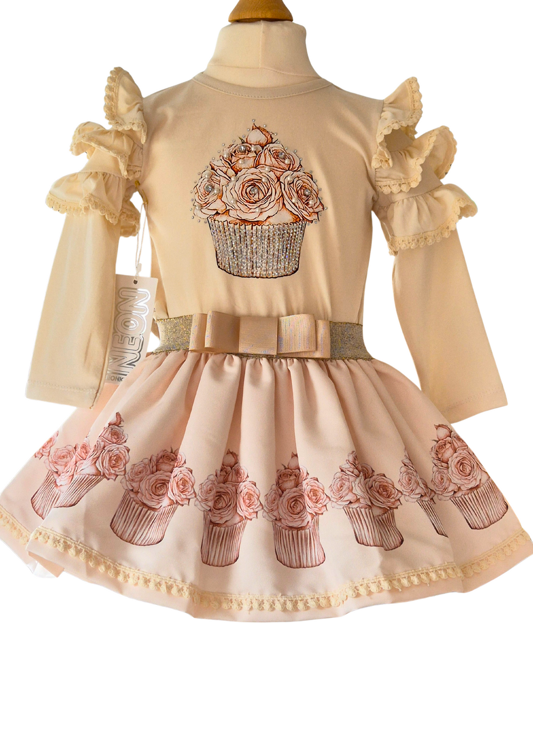 Girls Beige Cupcake Outfit Set – Neon Kids