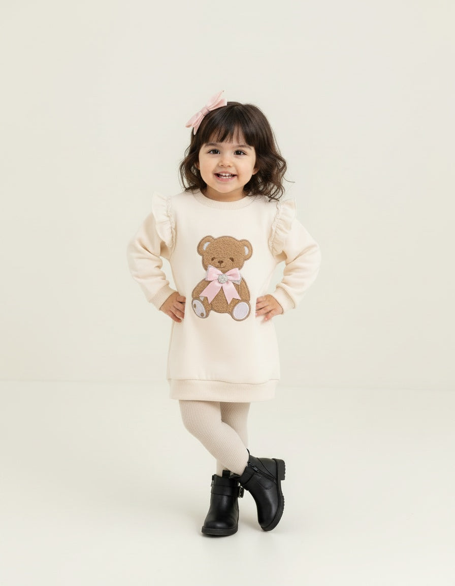 Giorgio Bambini girls cream teddy jumper dress