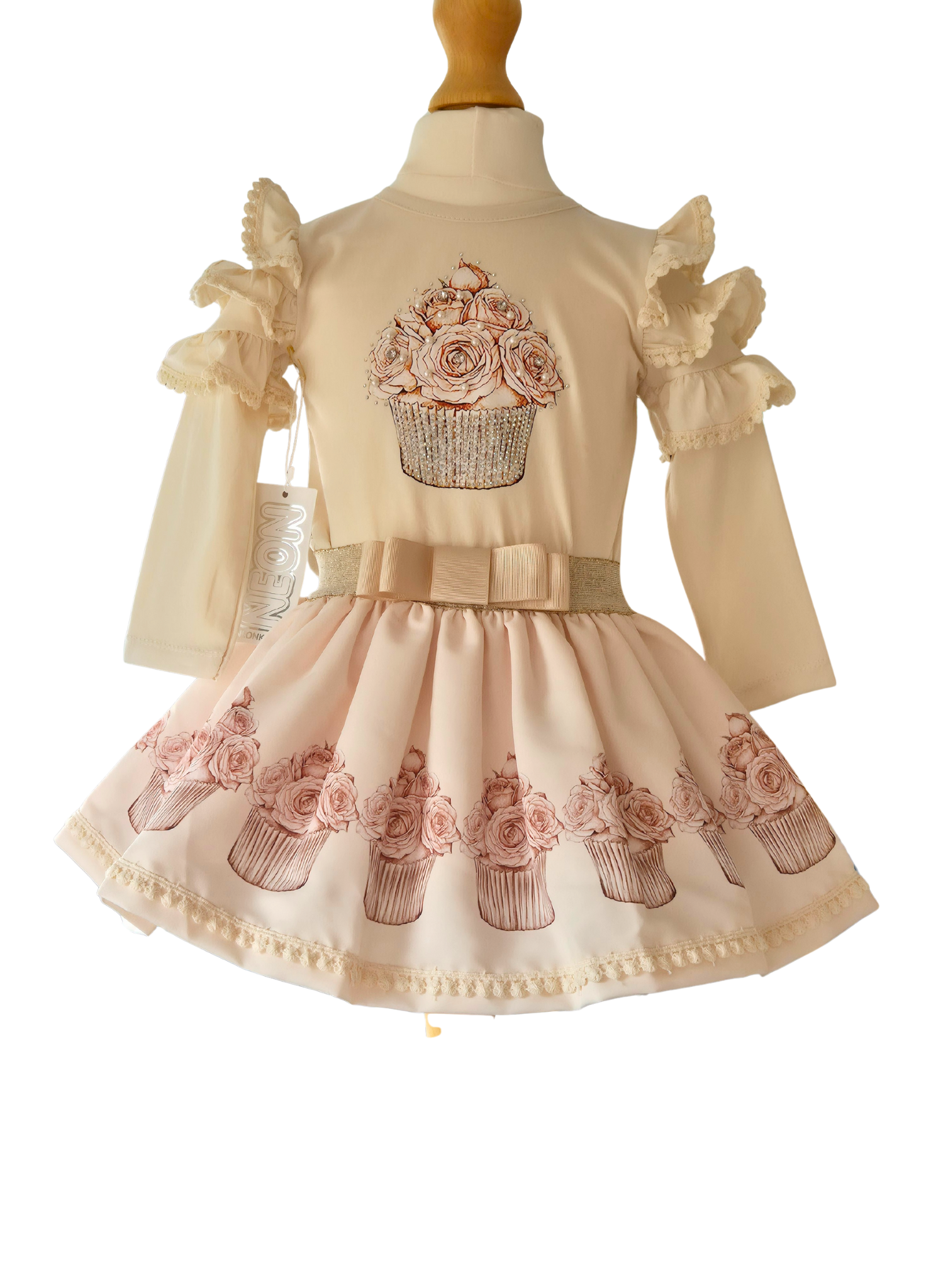 Girls Beige Cupcake Outfit Set – Neon Kids