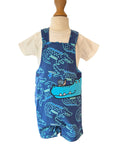 Baby boys blue dungarees crocodile print outfit