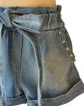 Girls denim shorts and flower top set with bag