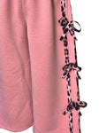 Girls dusky pink long sleeve top and animal print bow trousers