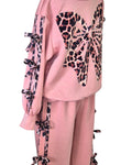 Girls dusky pink animal print leisure outfit for autumn and winter