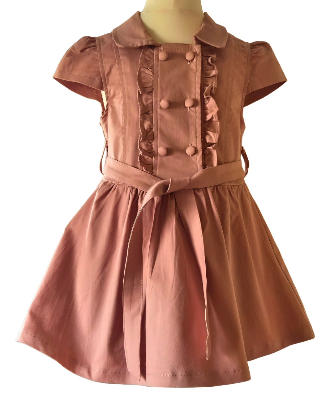 Boutique girls cotton A-line dress in dusky pink