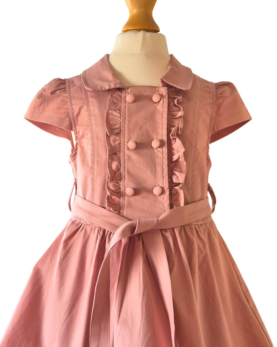 Girls collared dress with double button detail