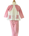 Girls dusky pink velour teddy swing top and trousers set