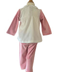 Girls ivory and dusky pink teddy bear velour two piece set