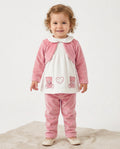Girls dusky pink velour teddy swing top and trousers set