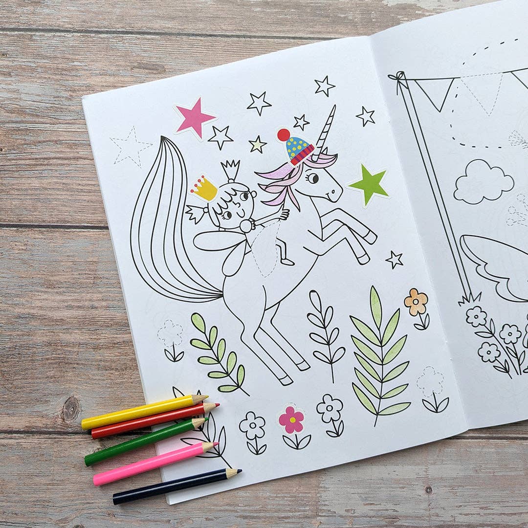 dress me up unicorn colouring and sticker activity book