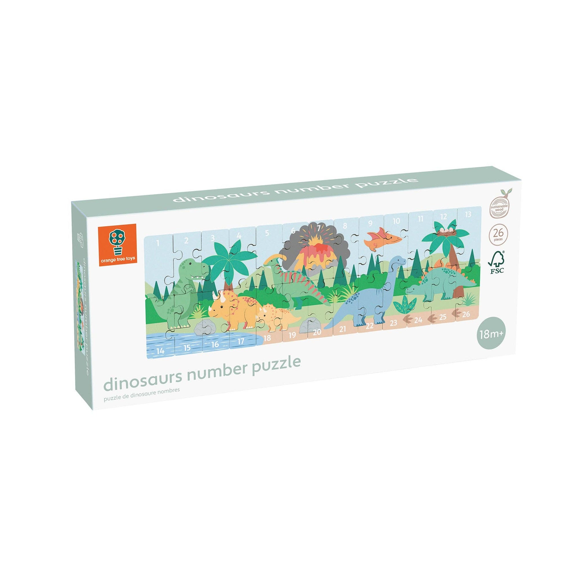 Wooden dinosaur number puzzle