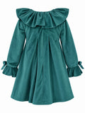 Emerald green velvet dress for girls aged 2 to 8 years