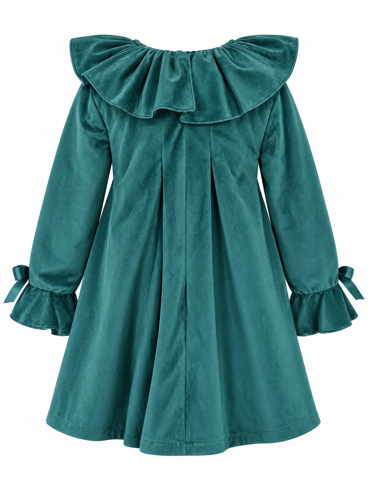 Emerald green velvet dress for girls aged 2 to 8 years
