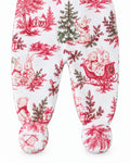 Baby ivory velour sleepsuit with festive teddy and bunny print