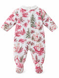 Baby Christmas sleepsuit with teddies and bunnies