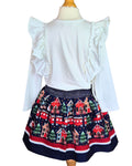 Girls’ gingerbread house Christmas outfit for festive celebrations
