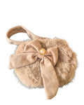 Girls beige faux fur gilet set with matching handbag