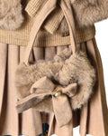 Girls faux fur gilet outfit with matching faux fur handbag