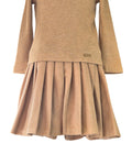 Girls beige pleated skirt with built in modesty shorts