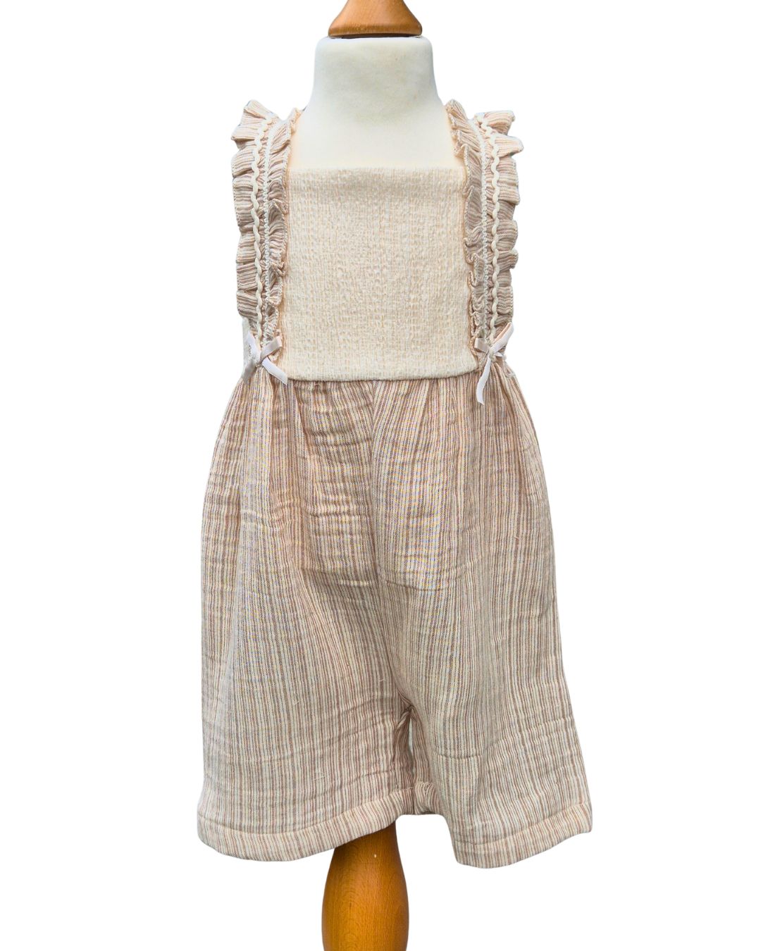 Baby girls beige cotton romper