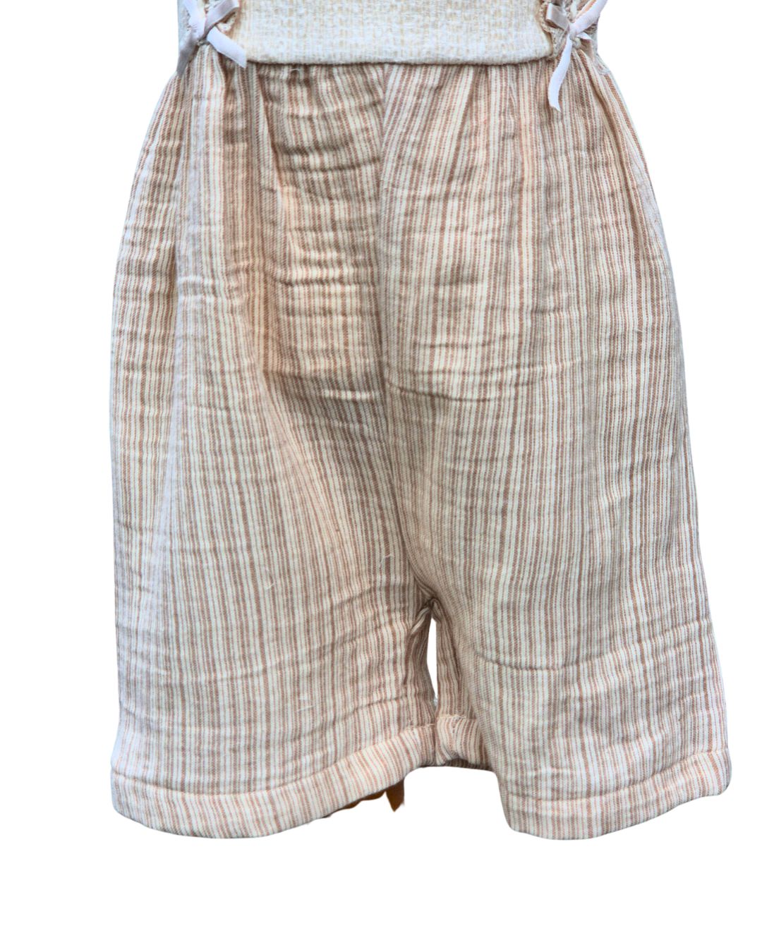 Beige and cream striped baby romper