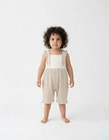 Tongs baby beige frill playsuit