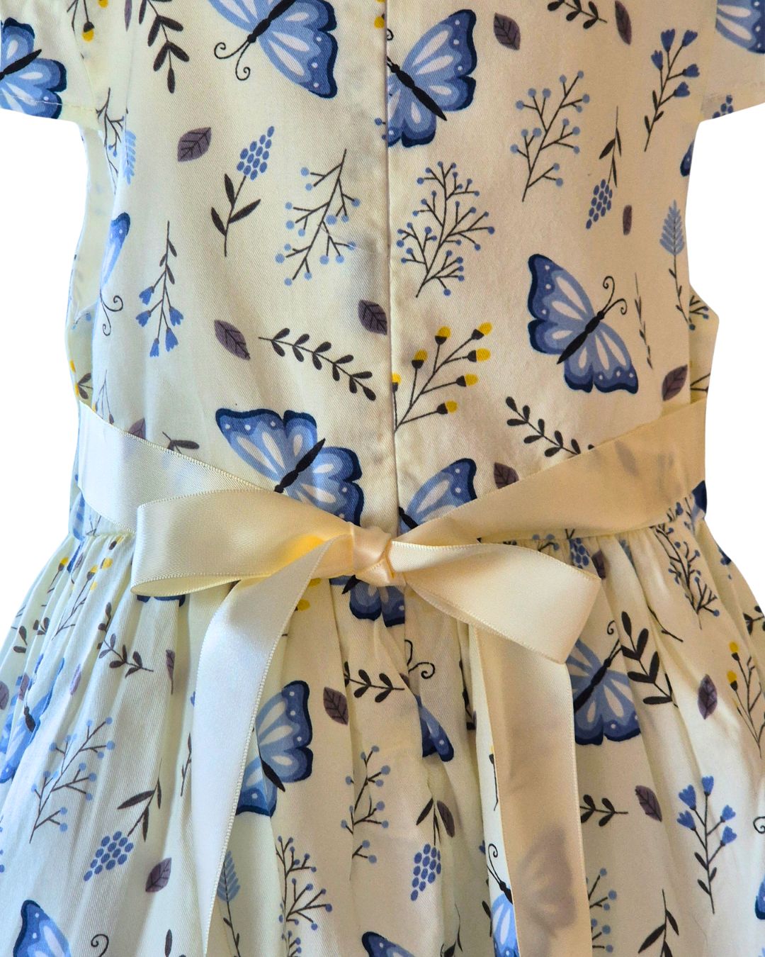 • Girls summer occasion dress with satin ribbon tie back