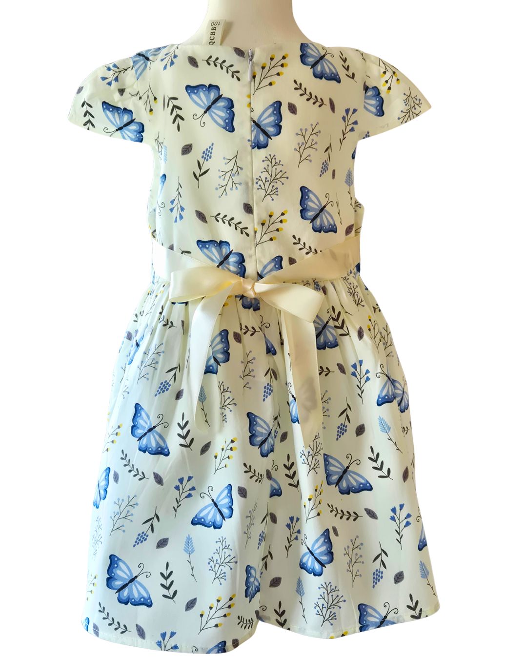 • Girls summer occasion dress with satin ribbon tie back