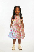 Girls pink floral summer dress with full skirt