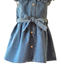 Girls denim dress with mock pockets