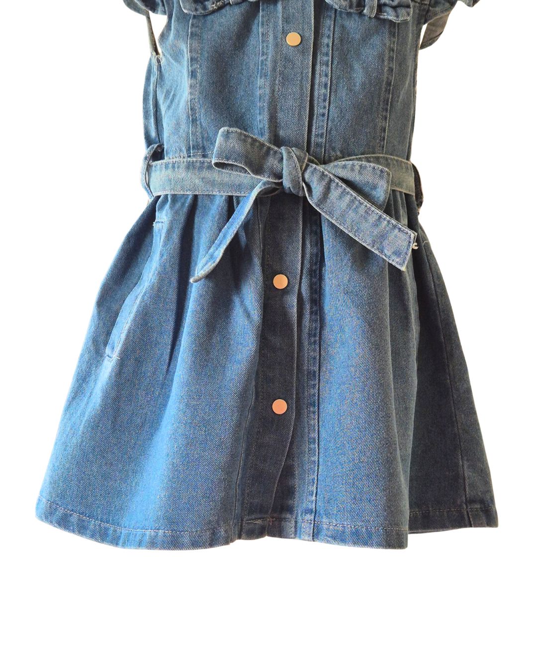 Girls denim dress with mock pockets