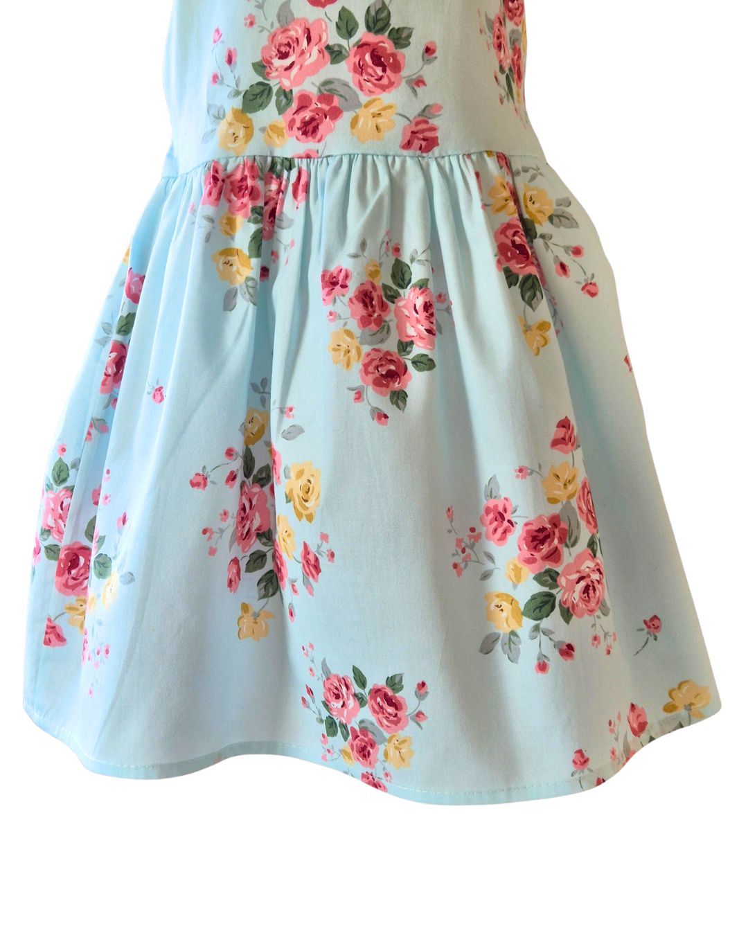 Sleeveless girls dress with full skirt and satin bow