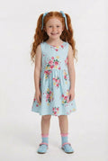 Girls blue floral summer dress vintage rose print