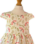 Pink butterfly print girls party dress for holidays