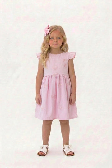 Girls pink sequin butterfly party dress