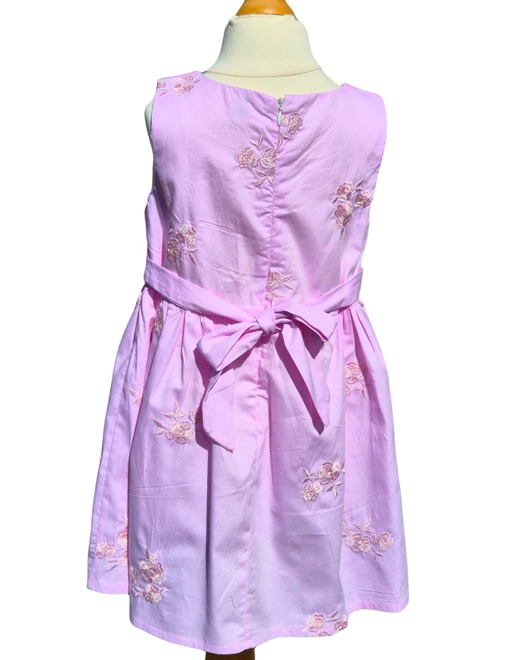 Elegant girls summer dress with tie belt and zip back