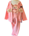 Baby girls pink teddy bear 3 piece outfit