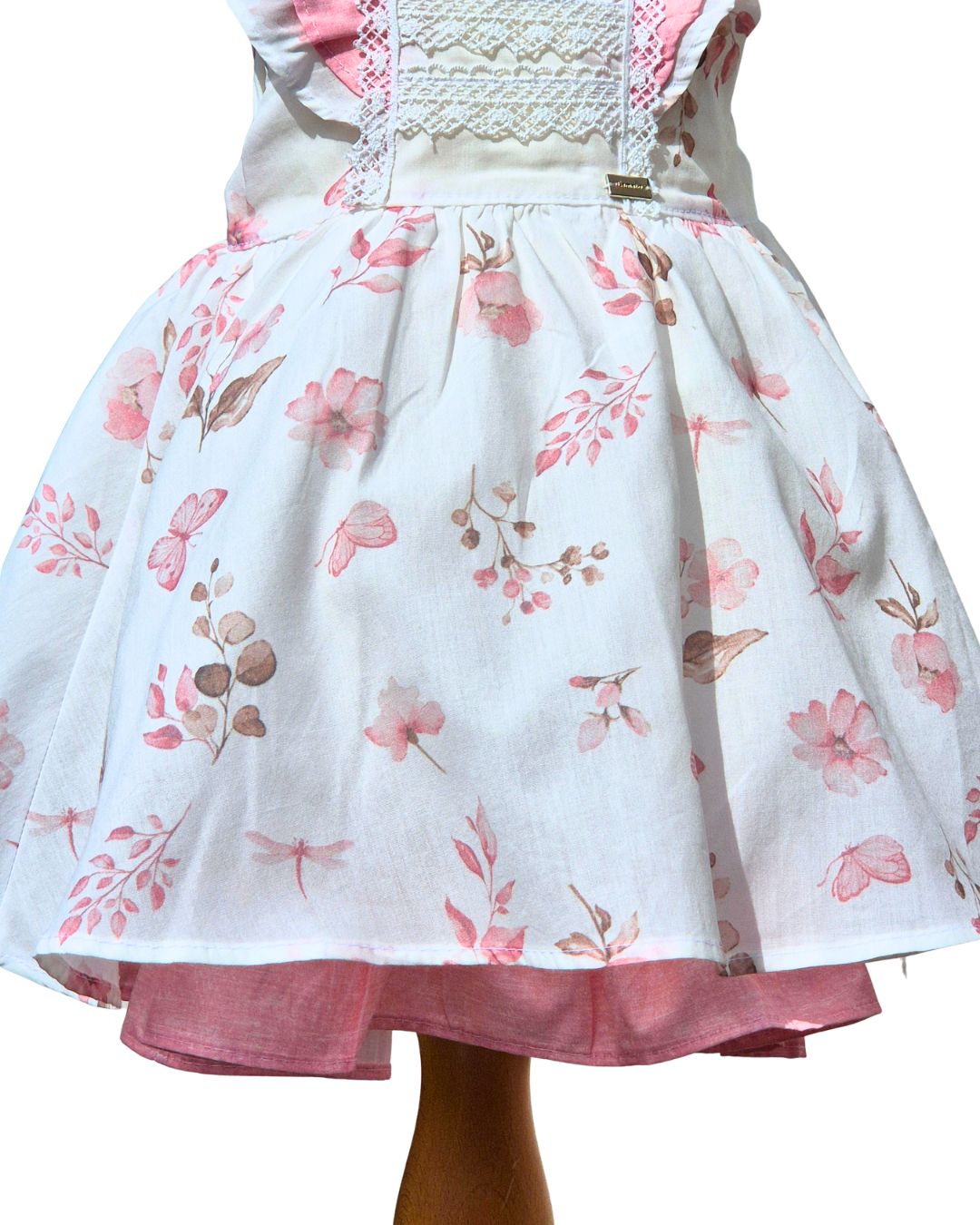 Floral baby dress with lace detail