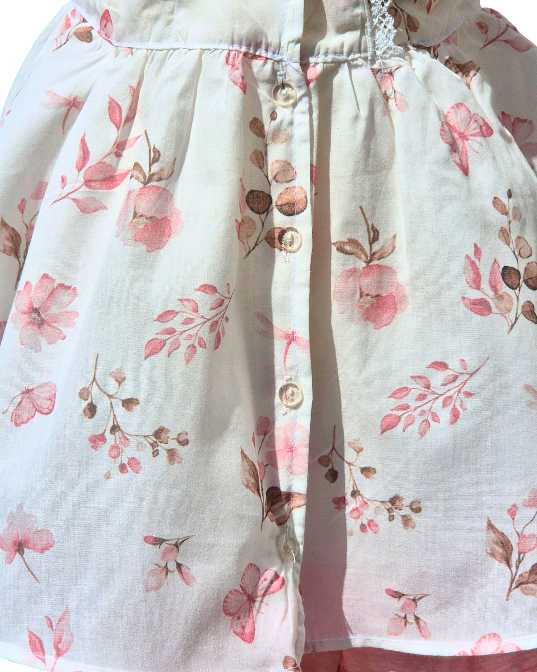 White and pink floral baby dress