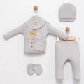 Baby boys dove grey 5 piece teddy set