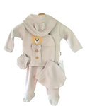 Dove grey baby boys coming home outfit with teddy bear
