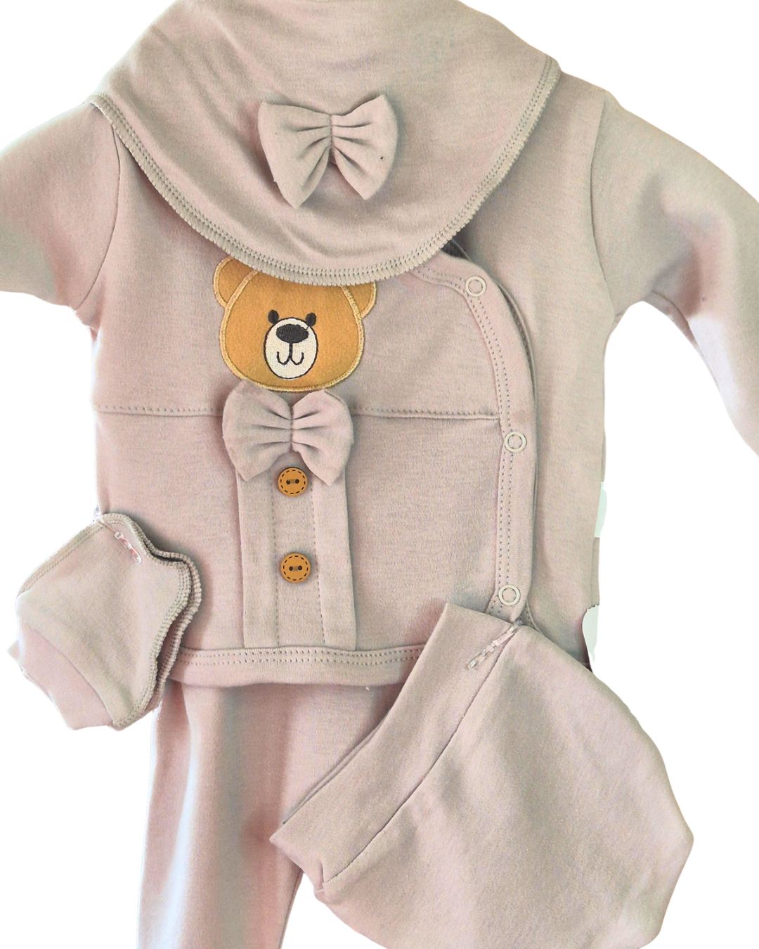 Baby boys dove grey teddy set with matching bib