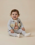 Girls grey teddy 3 piece outfit with lace jacket