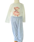 Girls grey three piece set with teddy bear top